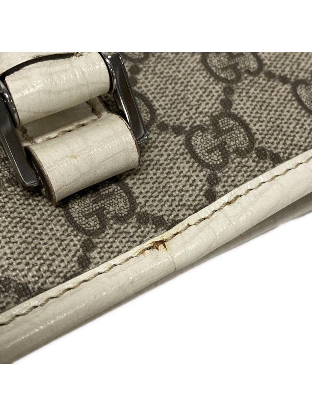 Gucci Tote GG Plus Supreme Gray Beige Ivory Leather - Picture 13 of 13